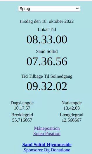 Sand Soltid, Solnedgang, Solopgang, Mobil Solur, Lokal Tidszone, Sol Middag, GPS-positionering, Sommertid, Realtid Solur, Online Solur