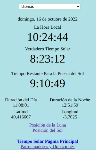 Mi hora, Zona horaria, Reloj Solar, Reloj de agua, Reloj de arena