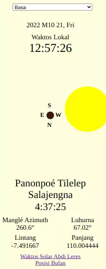 Lokasi GPS anjeun, Waktos Panonpoé, Posisi Panonpoé, Posisi Bulan